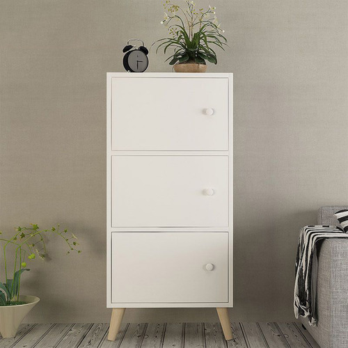 Armario Madera 3 Cajones Moderno Puertas Minimal Blanco Blanco