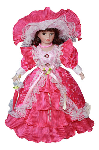Muñeca De Cerámica Con Vestido, Colección De Mujer Rosa