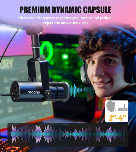 Micrófono Dinámico De Maono, Micrófono De Pc Podcast Con Y Y