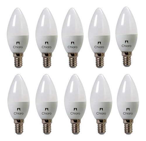 Pack 10 Lamparas Led Vela 6w (60watts) E14 Rosca Fina Chiaro