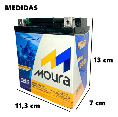 Bateria Moura 6ah Yamaha Fazer 250 Fz25 2023 - Ma6d