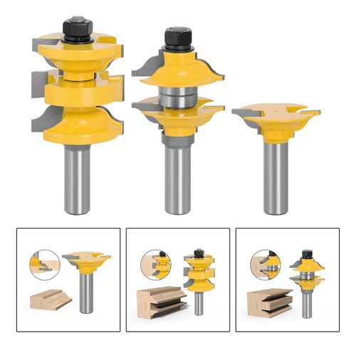 * Fresa De Carpintería De 3 Piezas, Fresa De Mango De 12 Mm