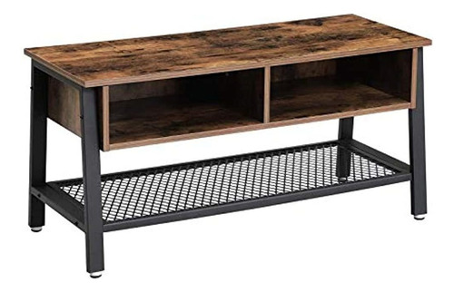 Mueble Para Tv Con Estante De Madera Y Metal Color Negro.