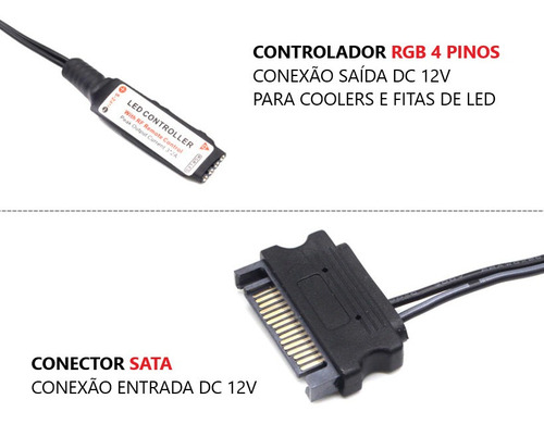 Imagem 2 de 4 de Controladora Rgb Cooler Fan 4 Pinos 12v Conexão Sata