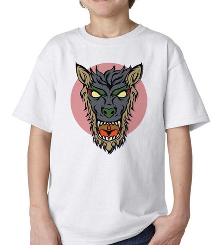 Remera De Niño Under The Moon Wolf Debajo De La Luna