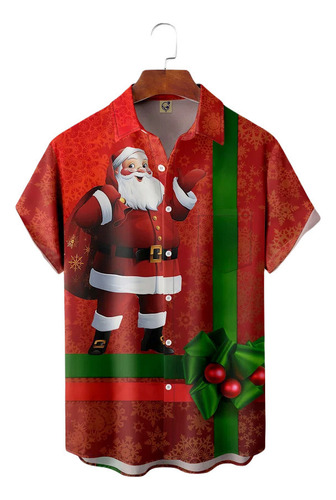 Lhy Camisa Hawaiana Unisex Con Caja De Regalo De Papá Noel,