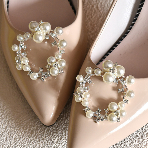 Zapatos De Novia Con Estampado De Flores Y Hebilla De Perlas