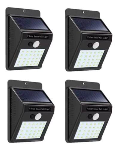 Kit 4 Lampara Led Panel Solar Exterior 20 Led Sensor Movimie