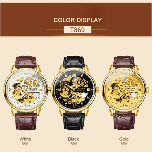Tevise Relojes Hombre Automático Esqueleto Mecánico