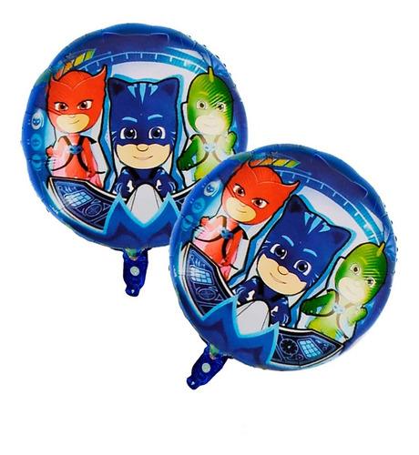 Kit 5 Pzs Globos Metalicos De Heroes En Pijama Pj Mask 73cm Color Rojo