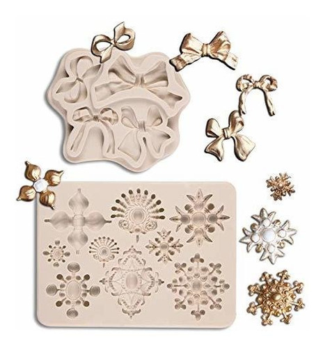 Muyulin Jewelry Bows Fondant Molds(2 Pack) Silicone Baroque 