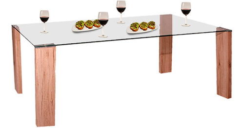 Mesa Vidrio Y Madera Diseño Moderno Rectangular 1.60x0.90m