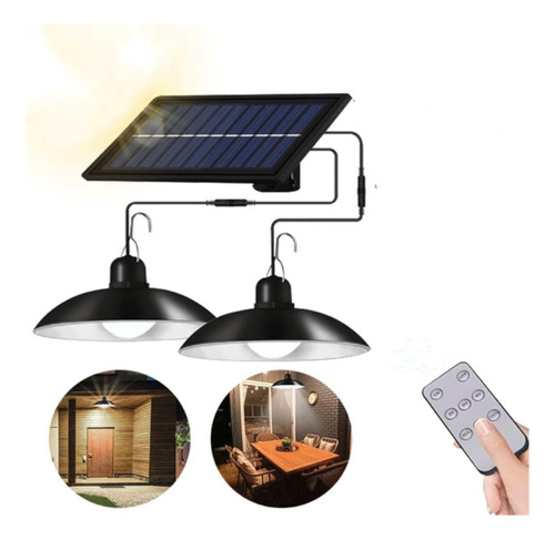 Luz Lampara Foco Luz Led Doble Colgante Solar Control Remoto