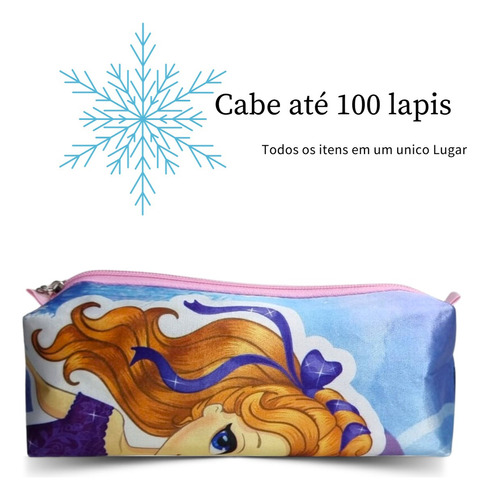 Estojo Escolar Box Infantil Porta Lapis Feminino Estojo Cor Tema Ice