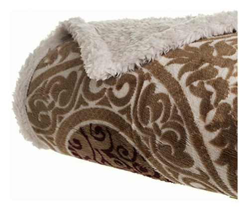 Printed Coral Soft Fleece Sherpa Throw Blanket, Brown Color Coral Claro Diseño De La Tela Geométrico