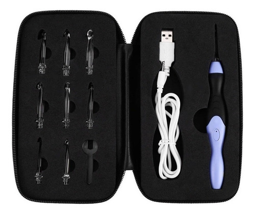 P Juego De Gancho De Ganchillo Con Luz Usb Recargable