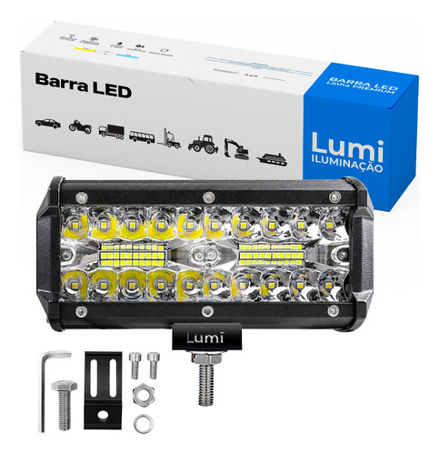 Par Refletor Holofote Luminaria Farol 120w Barra Cor Da Carcaça Preto Cor Da Luz Branco-frio 12v/24v Bivolt