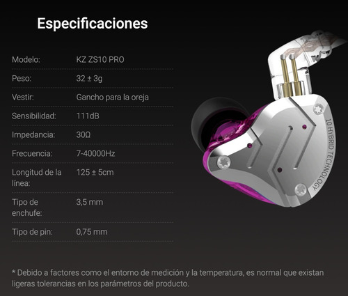 Imagen 5 de 5 de Auriculares In Ear Kz Zs10 Pro Monitoreo 5 Vias Nuevo Modelo