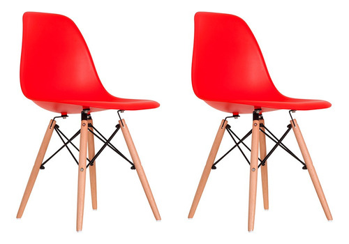 Cadeira de jantar Empório Tiffany Eames DSW Madera, estrutura de cor  vermelho, 2 unidades