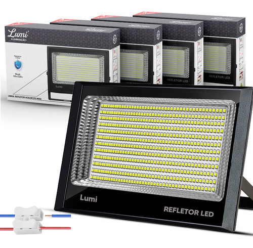 Kit 4 Refletor Led 500w Branco Frio A Prova D'água Luminária Holofote