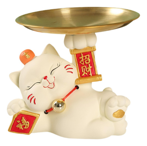Bandeja De Armazenamento Para Estátua De Gato, Suporte Bege