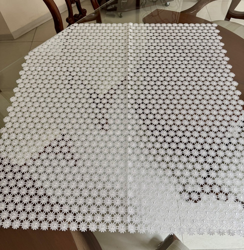 Mantelito O Carpeta Cuadrada De Encaje Blanco En Florecitas Blanco Encaje En Florecitas