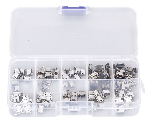 Conector Micro Mini Usb Hembra 10 Tipos Para 100 Piezas