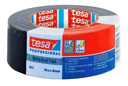 Fita Silver Tape 50mx48mm Preta Profissional Universal Tesa
