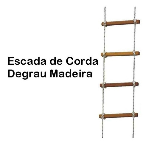 Escada De Corda Degrau Madeira 4,8m