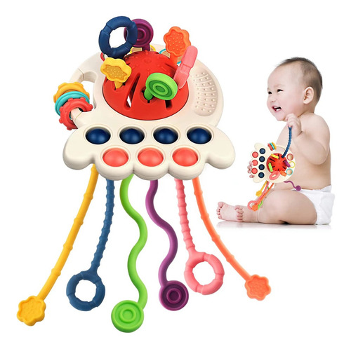 Mordedor Sensorial Silicone Brinquedo Bebê Montessori Polvo