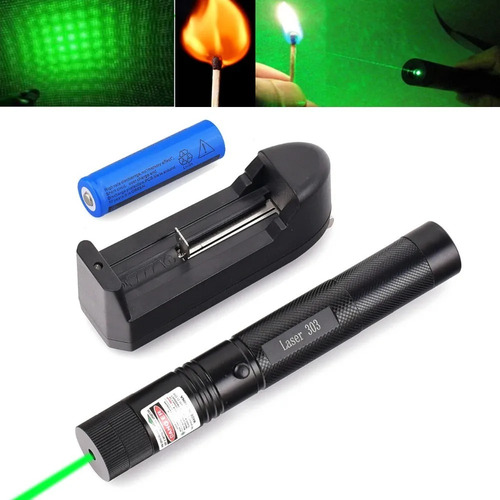 Imagen 6 de 9 de Puntero Laser Verde 1000mw Efecto Lluvia 18650 Cargador
