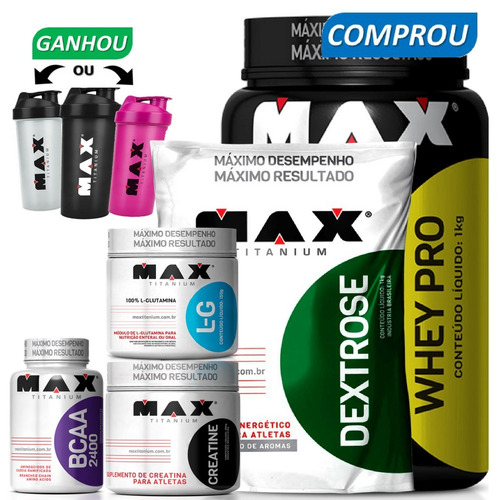 Kit Suplementos Whey Dextrose Creatina Glutamina Bcaa Brinde