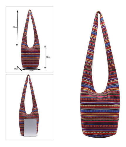 Bolso De Hombro De Lino Y Algodón Bohemio Hippie