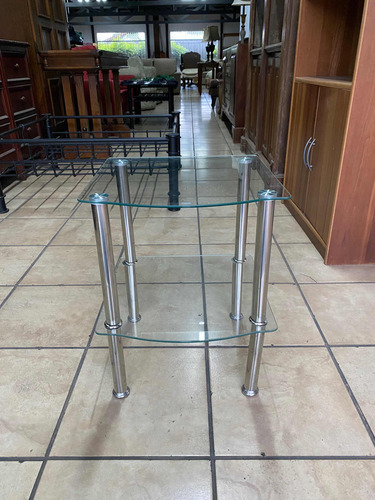 Mesa De Sala, Auxiliar, Lateral De Vidrio Y Metal, Importada (Usado)