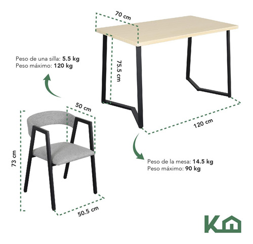 Juego De Comedor 4 Sillas Mesa Rectangular Cocina Cafetería