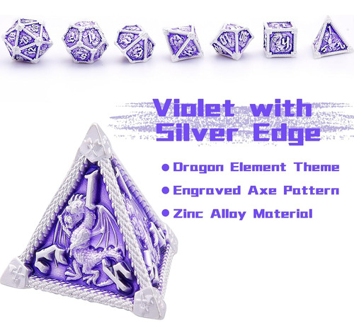 Austor Juego De Dados Dnd De Metal De 7 Troqueles, Dados De