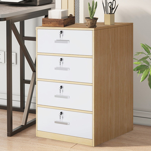 Archivero Madera 4cajone Oficina Con Color Roble 40*40*66cm Roble/blanco
