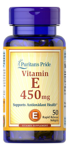 Puritans Pride Vitamina E 450mg 50 Caps Sabor Sem Sabor
