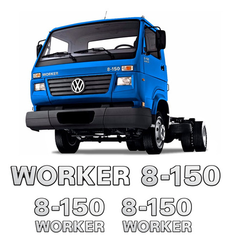 Imagem 1 de 5 de Kit Adesivos 8-150 Worker Emblemas Caminhão Volkswagen