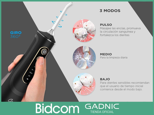 Imagen 5 de 10 de Irrigador Bucal Gadnic Water007 3 Modos
