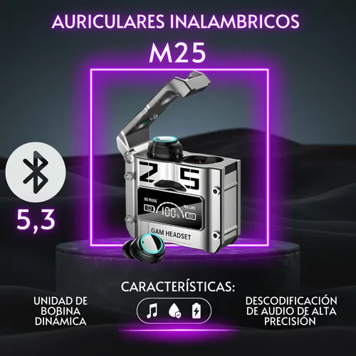 Audífonos Inalámbricos Gamer Bluetooth 5.3 M25 Táctil Hi-fi