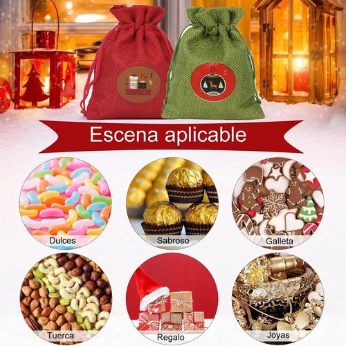 Aplicable A 24 Bolsas Arpillera Costales Navidad Dulces