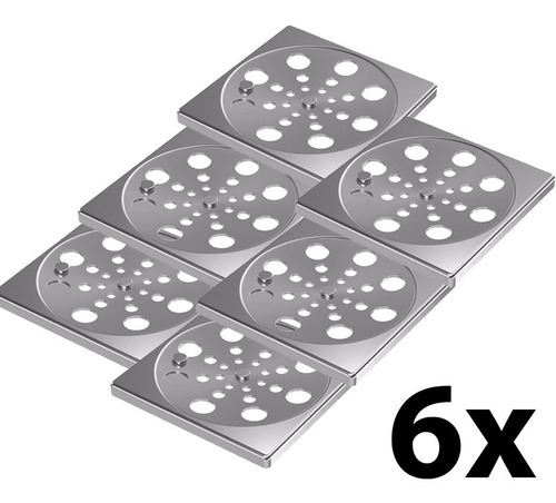 Grelha Quadrada Rotativa Inox 10cm Central 6 Unidades