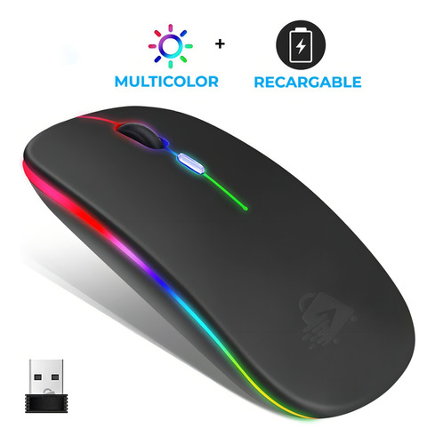 Ratón Inalámbrico Recargable Rgb Color 2.4g Mouse Silencioso