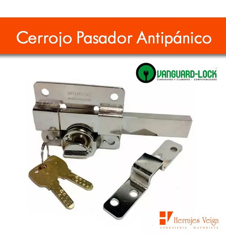 Imagen 3 de 9 de Cerrojo Pasador Vanguard-lock Antipanico El Mejor! 45mmcompu