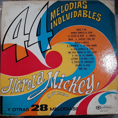 Vinilo Harold Mickey Su Piano 44 Melodias Inolvidables O3