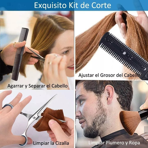 Imagen 7 de 7 de Set Tijera Cortar Pelo Entresacadora Cabello Peluquería