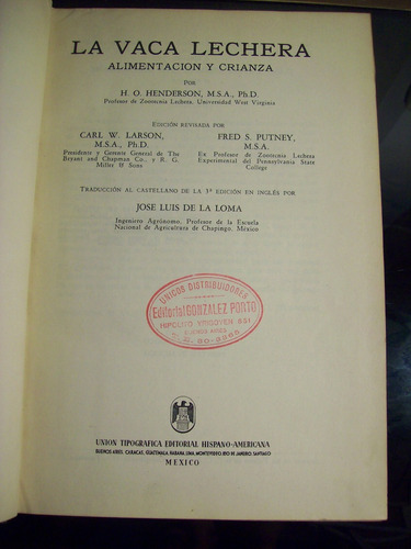 Adp La Vaca Lechera Alimentacion Y Crianza Henderson / 1950