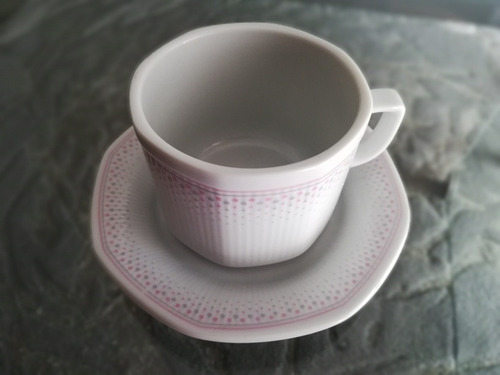 Hermosa Taza Con Plato Porcelana Tsuji Diseño Octogonal (Usado)
