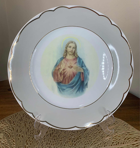 Prato Porcelana Sagrado Coração De Jesus - 28cm 